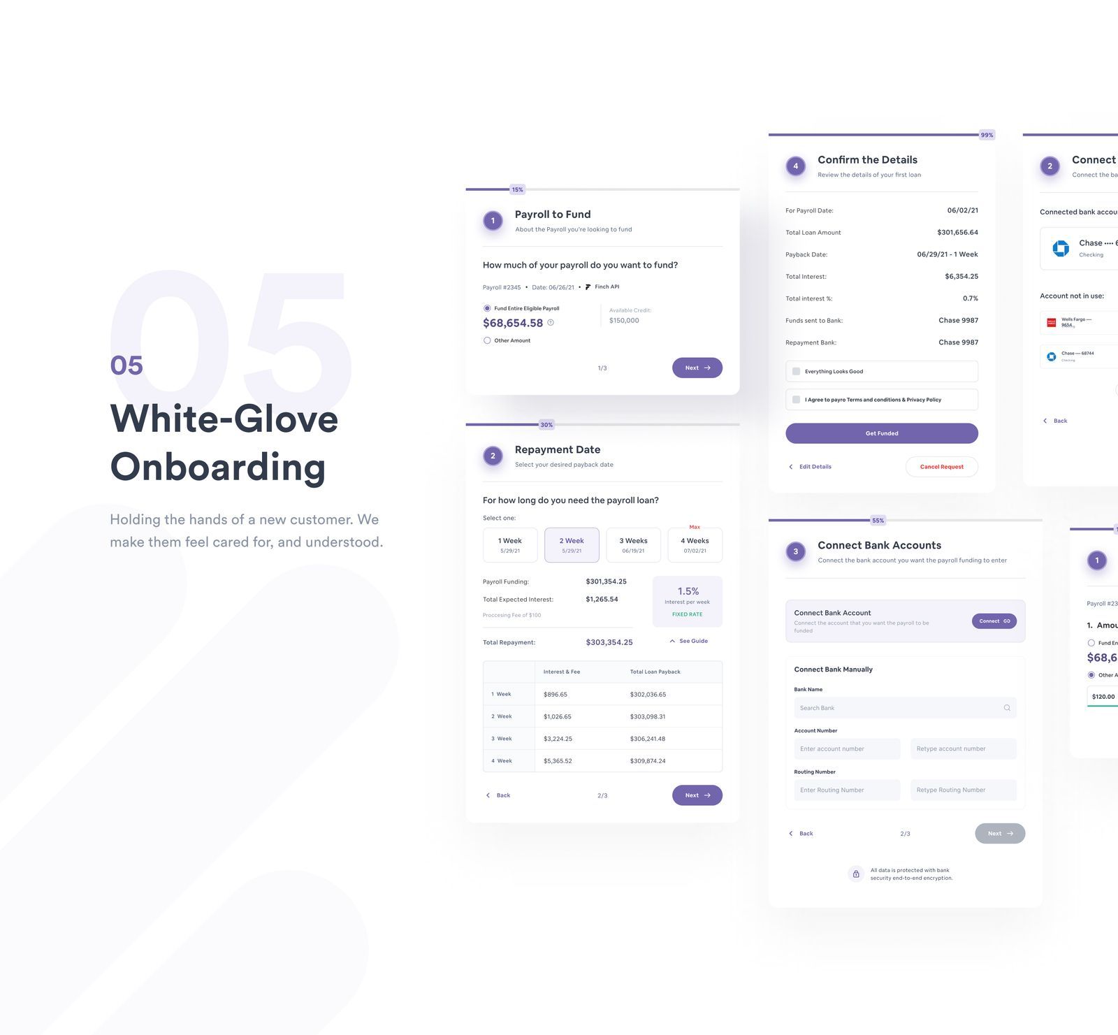 Payro onboarding and account setup screens