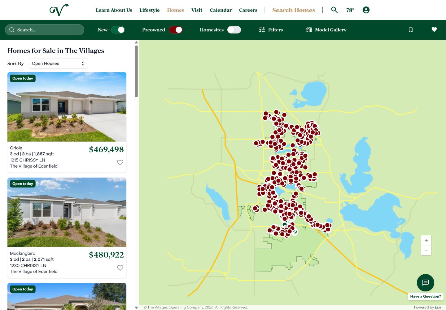 The Villages product interface overview